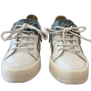 Giuseppe Zanotti Blue Velvet & Leather Sneakers 37 (US 6.5) Made in Italy Luxury